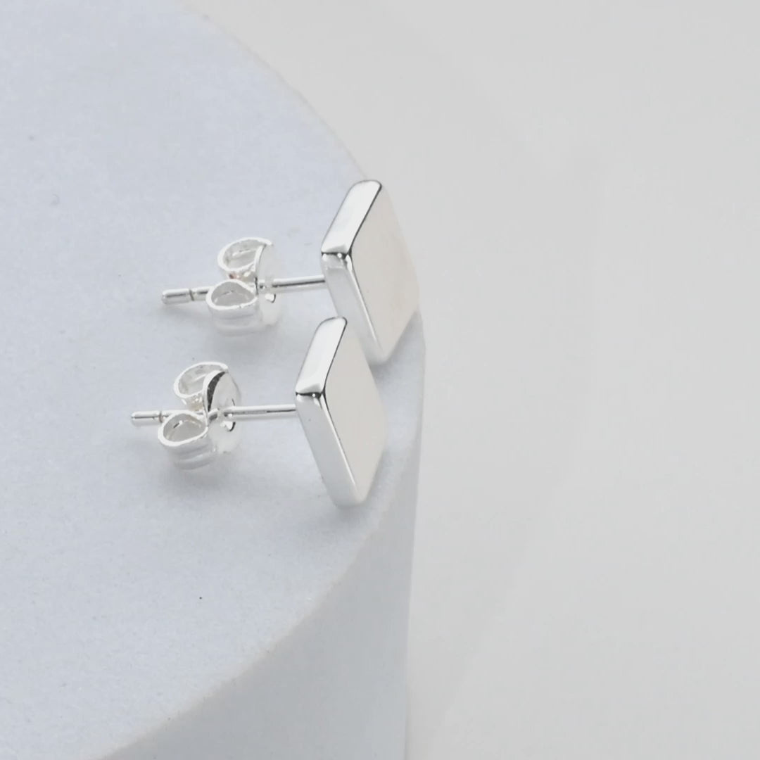 Silver Plated Square Stud Earrings Video