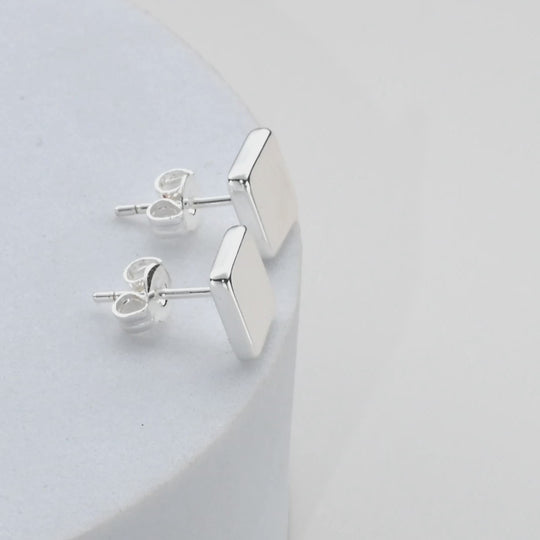 Silver Plated Square Stud Earrings Video