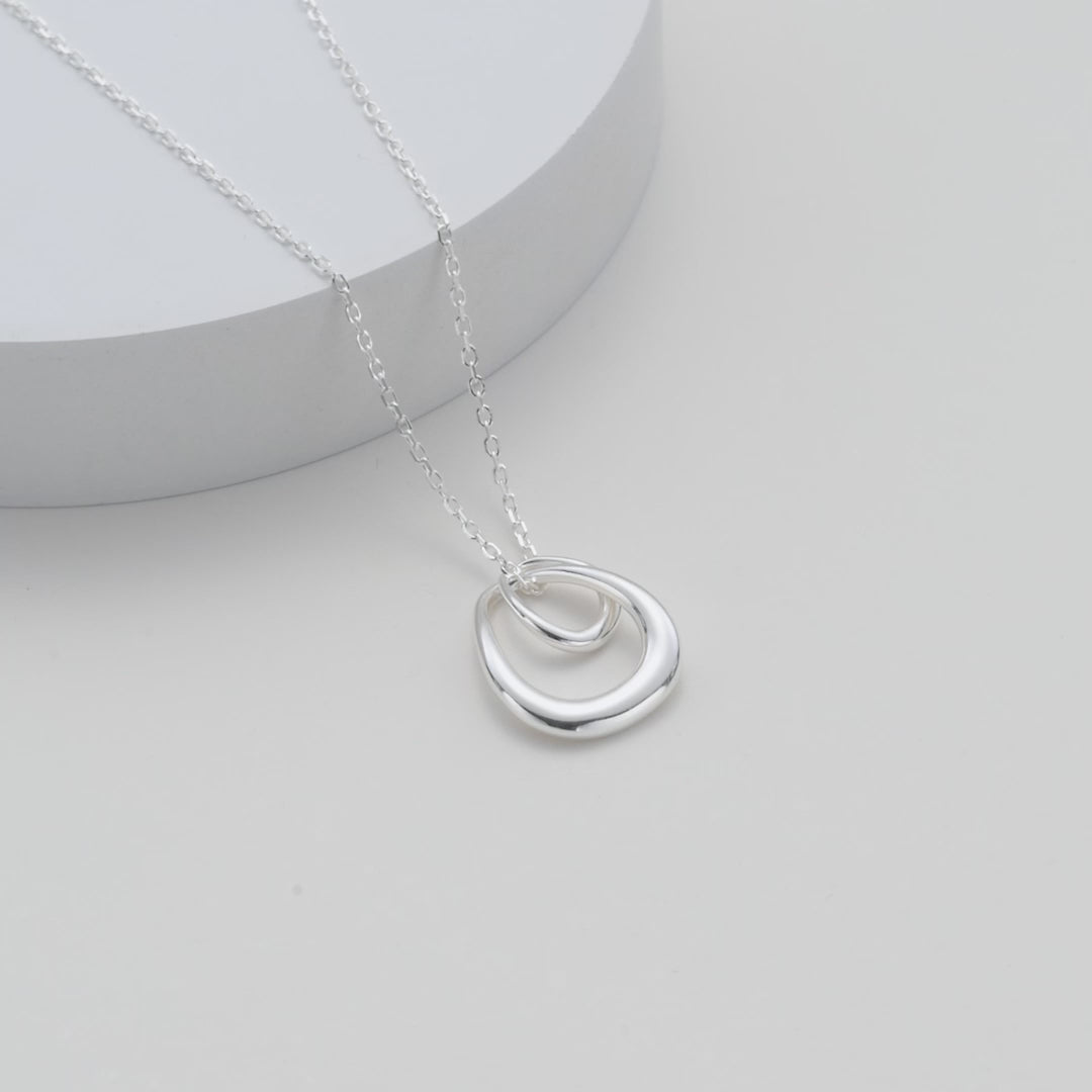 Sterling Silver Double Open Drop Necklace