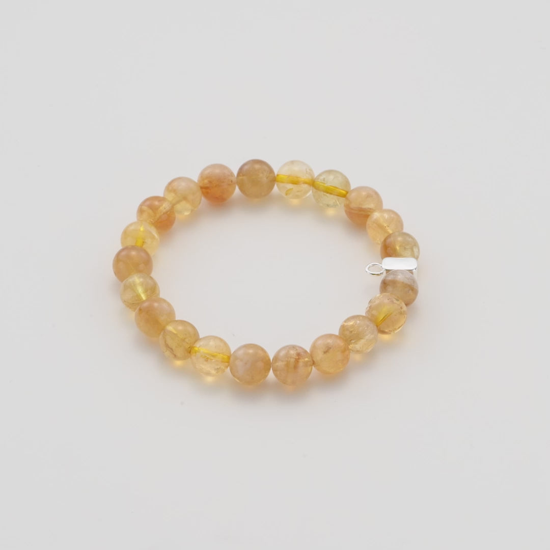Yellow Quartz Gemstone Bracelet with Charm Created with Zircondia® Crystals