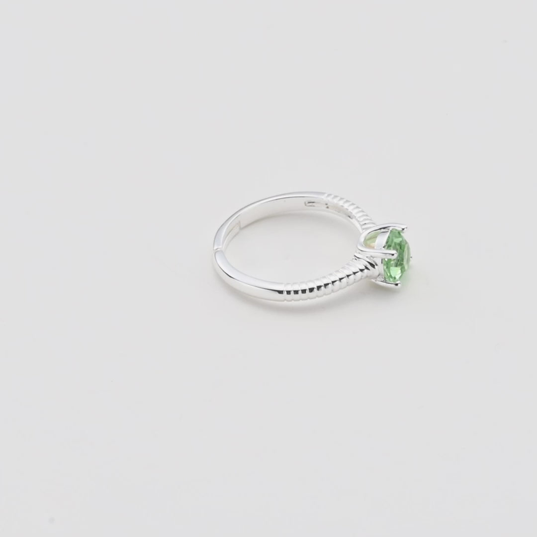 Light Green Adjustable Crystal Ring Created with Zircondia® Crystals Video