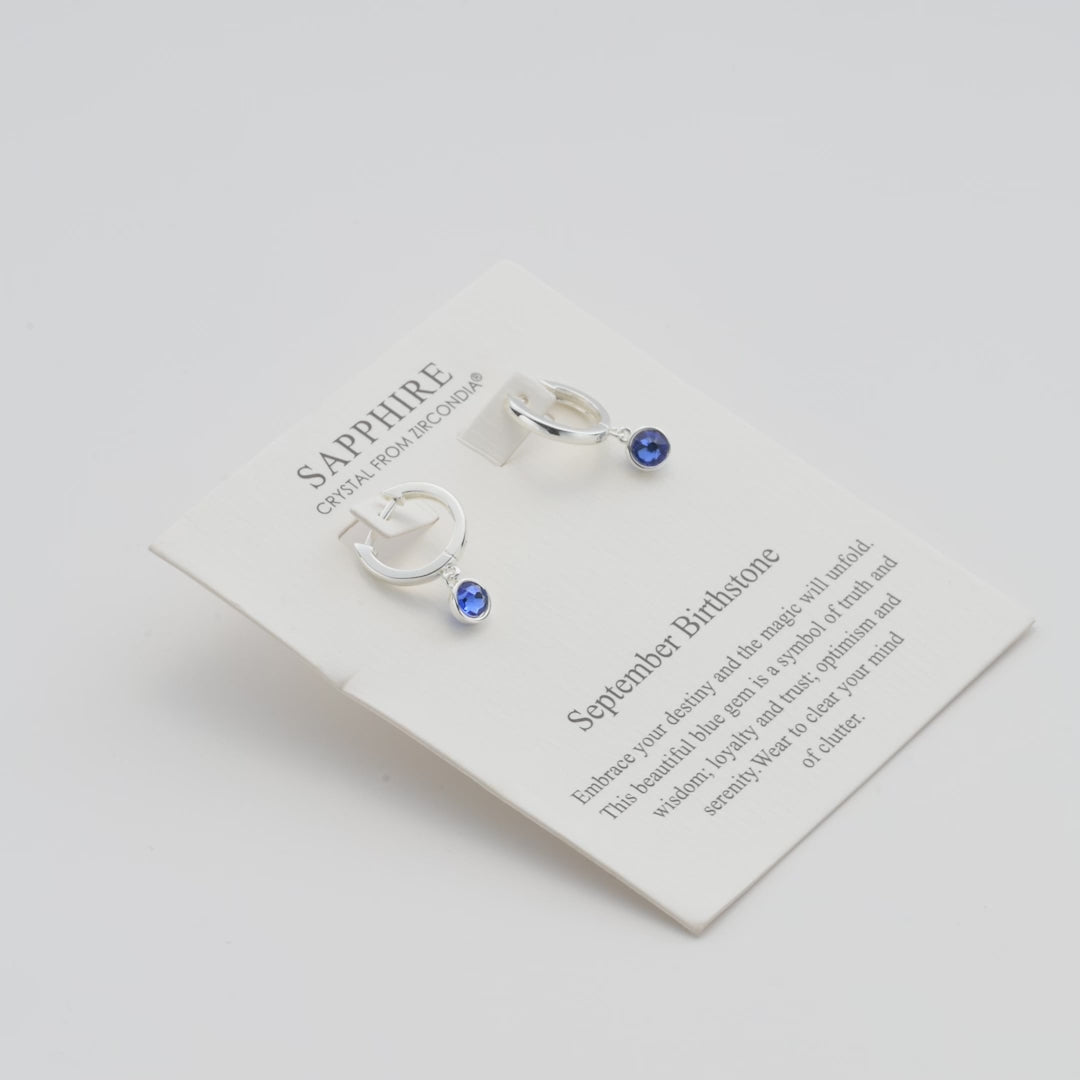 September Birthstone Hoop Earrings Created with Sapphire Zircondia® Crystals Video