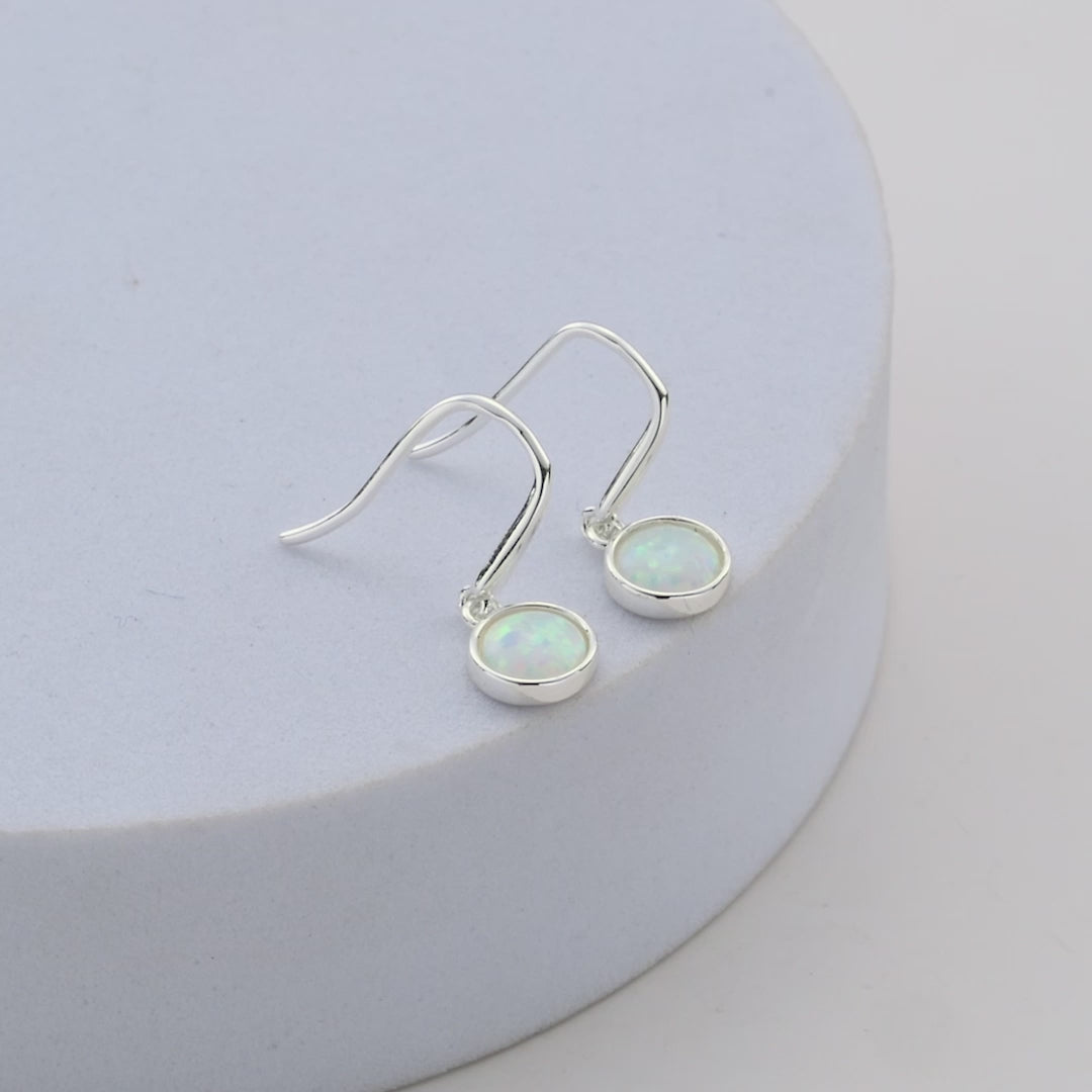 Synthetic White Opal Drop Earrings Video