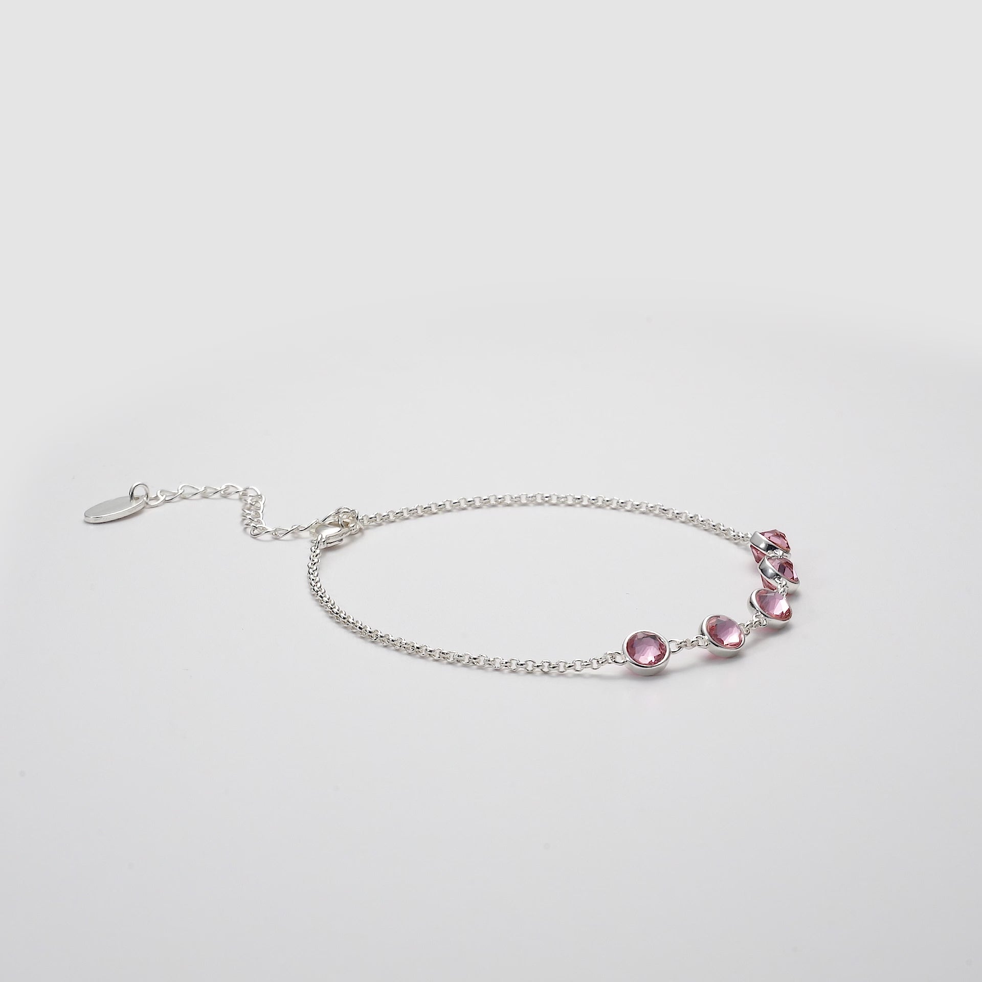 Pink Crystal Chain Bracelet Created with Zircondia® Crystals Video