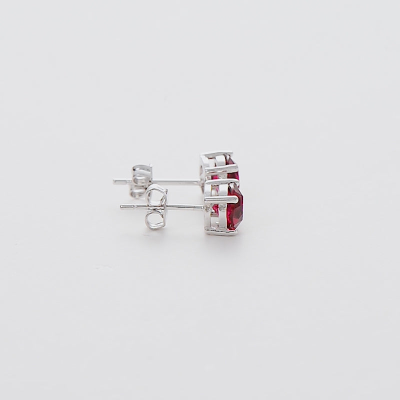 Dark Red Stud Earrings Created with Zircondia® Crystals Video