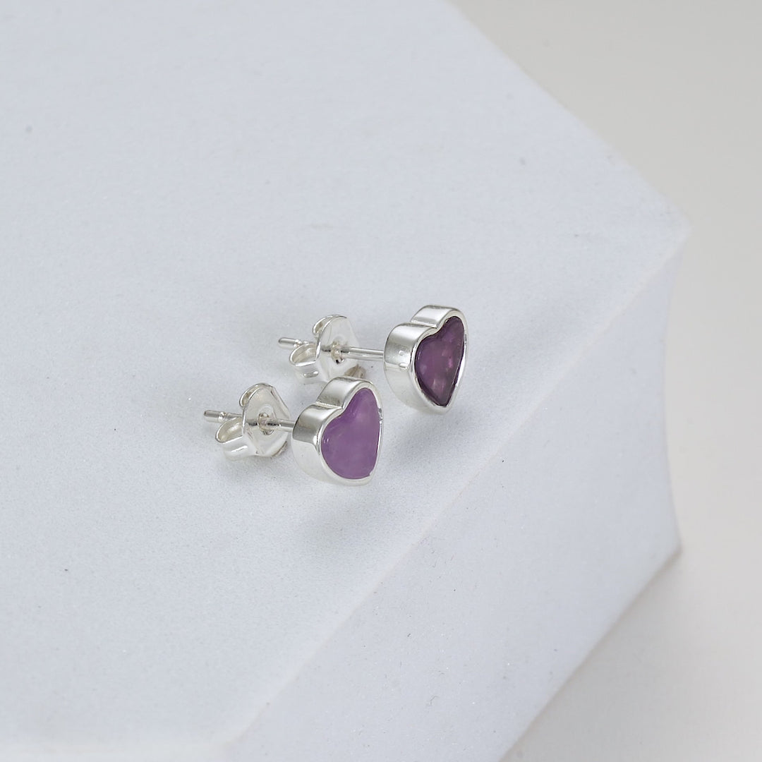 Amethyst Heart Stud Earrings Video