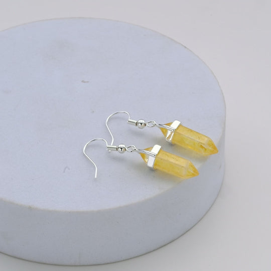 Yellow Quartz Gemstone Drop Earrings Video