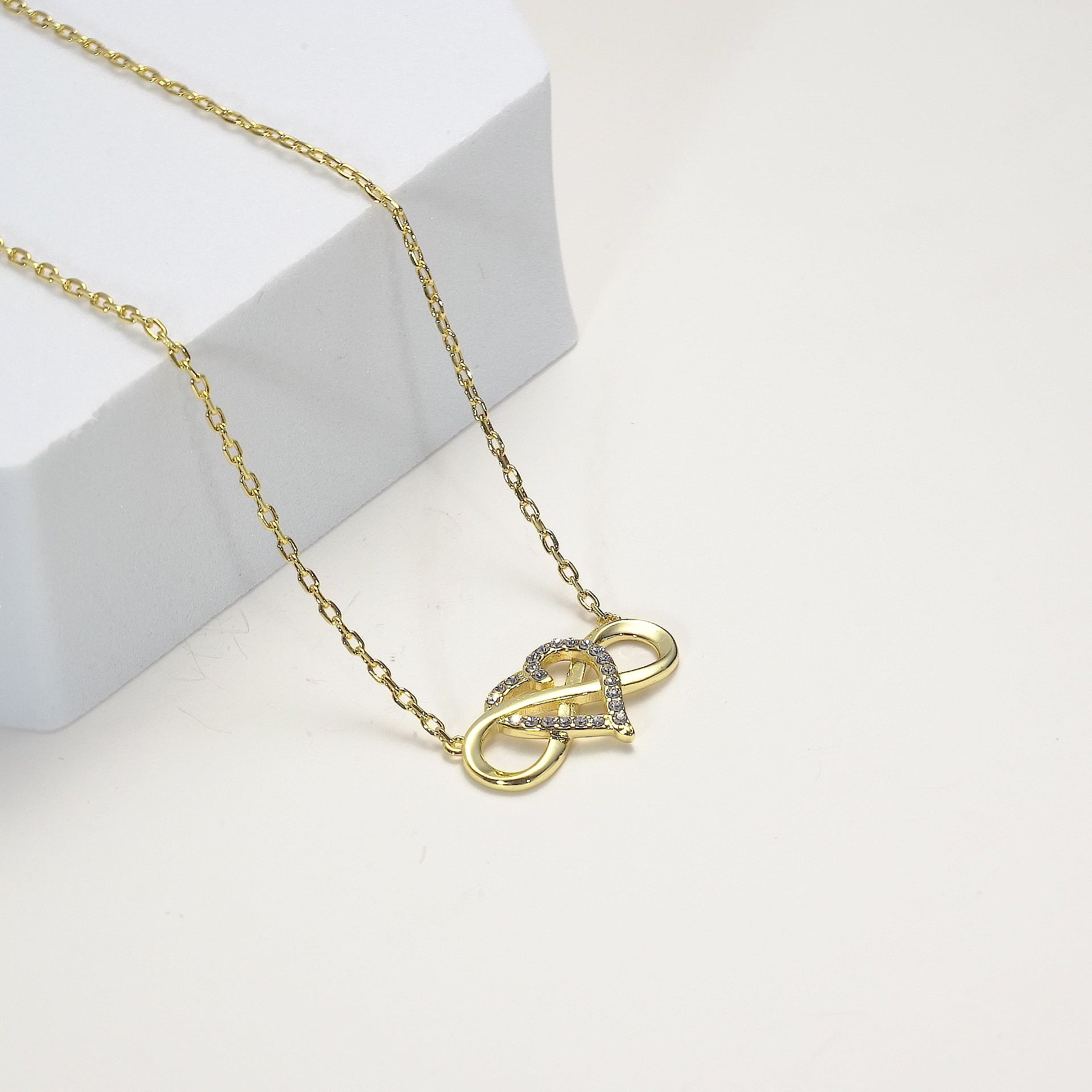 Gold Plated Infinity Heart Necklace Created with Zircondia® Crystals Video