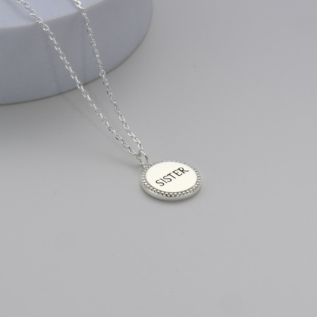Silver Plated Filigree Disc Sister Necklace Video