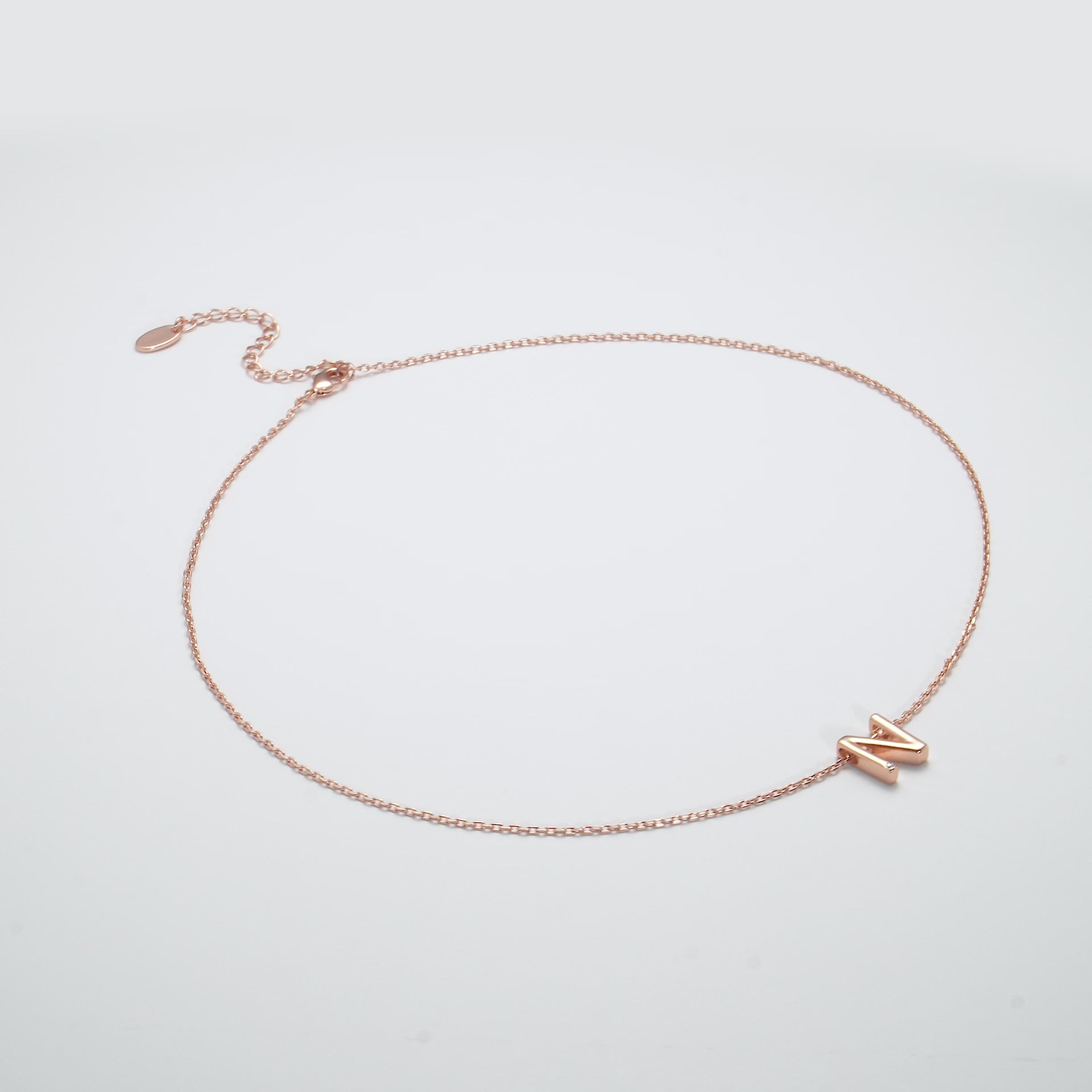 Rose Gold Plated Initial Necklace Letter N Created with Zircondia® Crystals Video