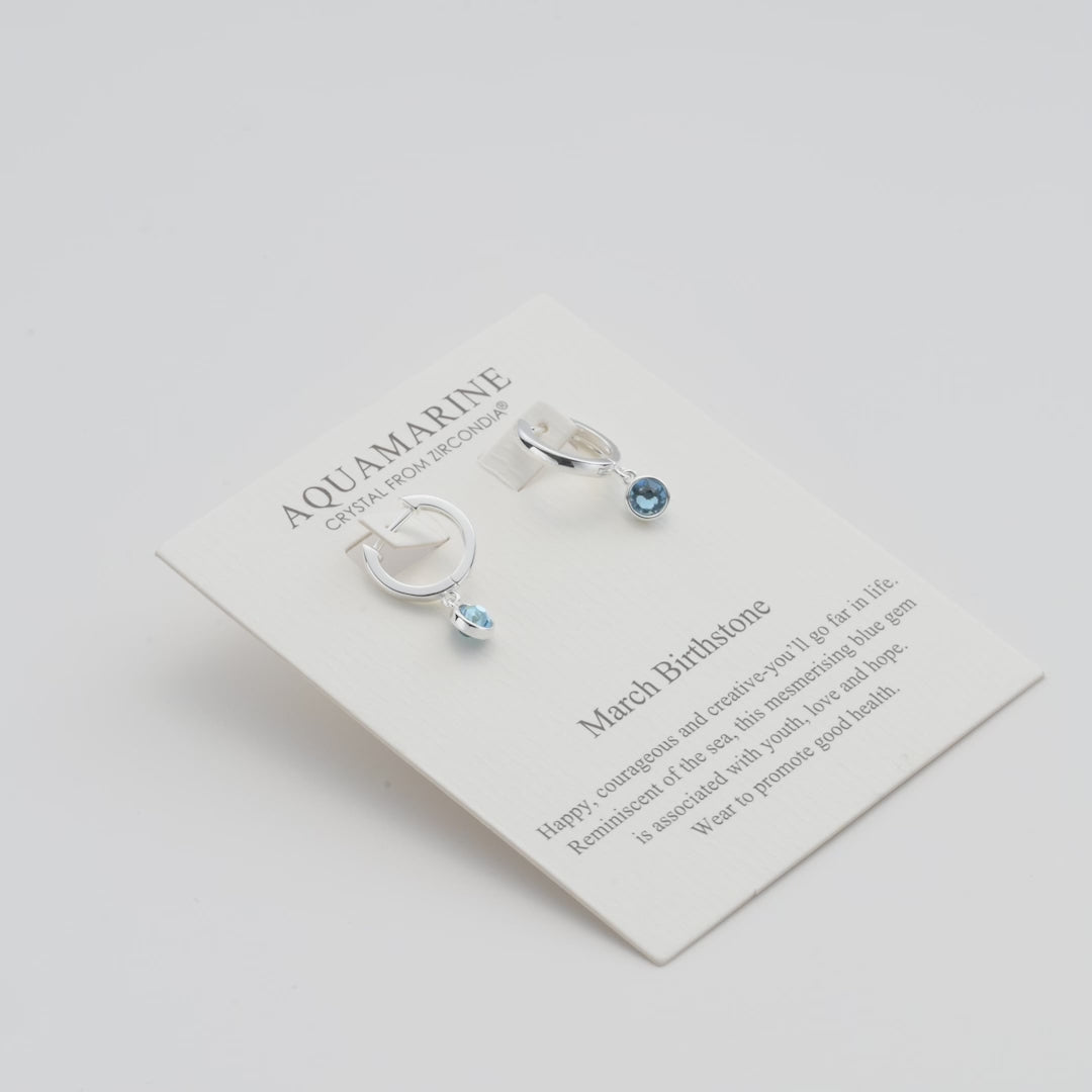 March Birthstone Hoop Earrings Created with Aquamarine Zircondia® Crystals Video