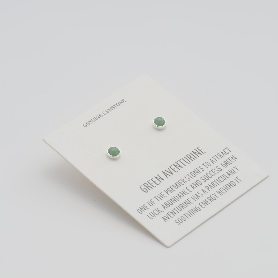 Green Aventurine Stud Earrings with Quote Card Video
