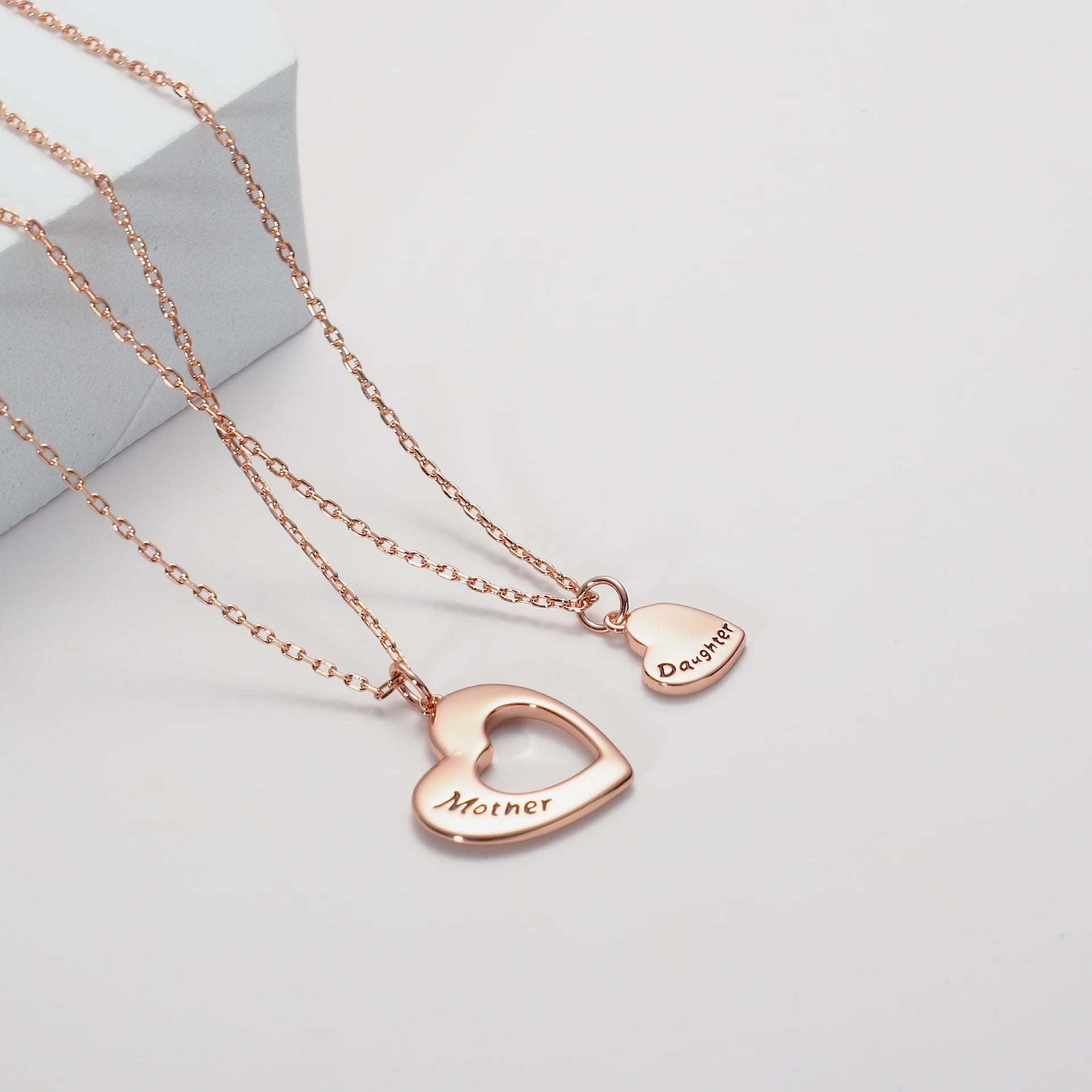 Rose Gold Plated Mother and Daughter Necklace Set Video