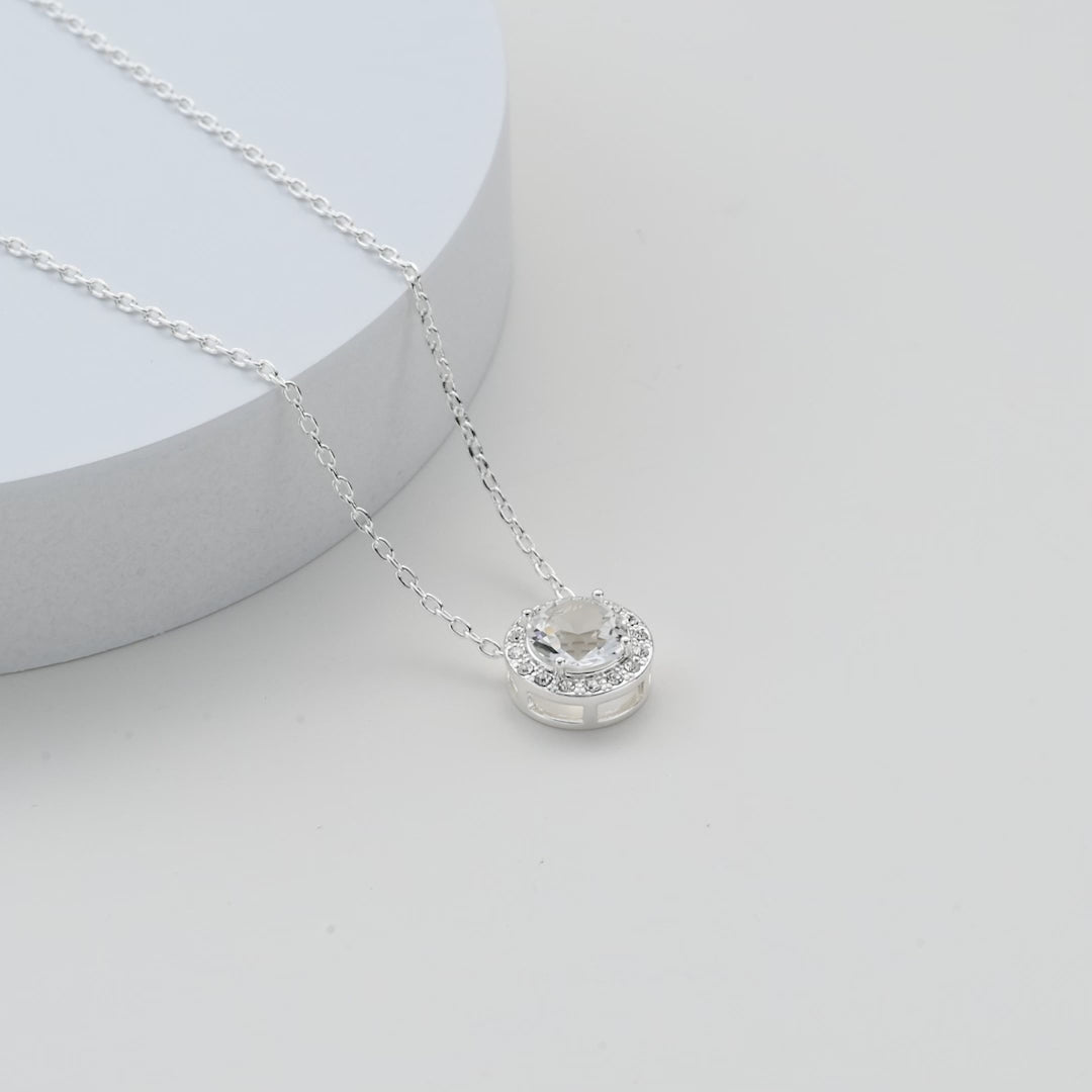 Halo Necklace Created with Zircondia® Crystals Video