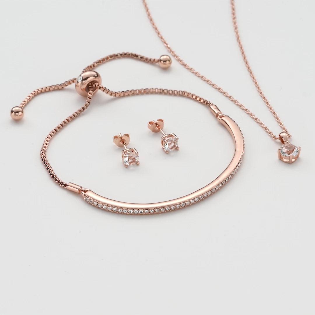 Rose Gold Plated Friendship Set Created with Zircondia® Crystals Video