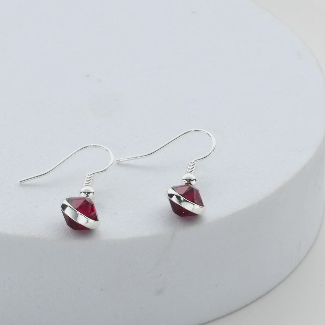 Red Crystal Drop Earrings Created with Zircondia® Crystals Video