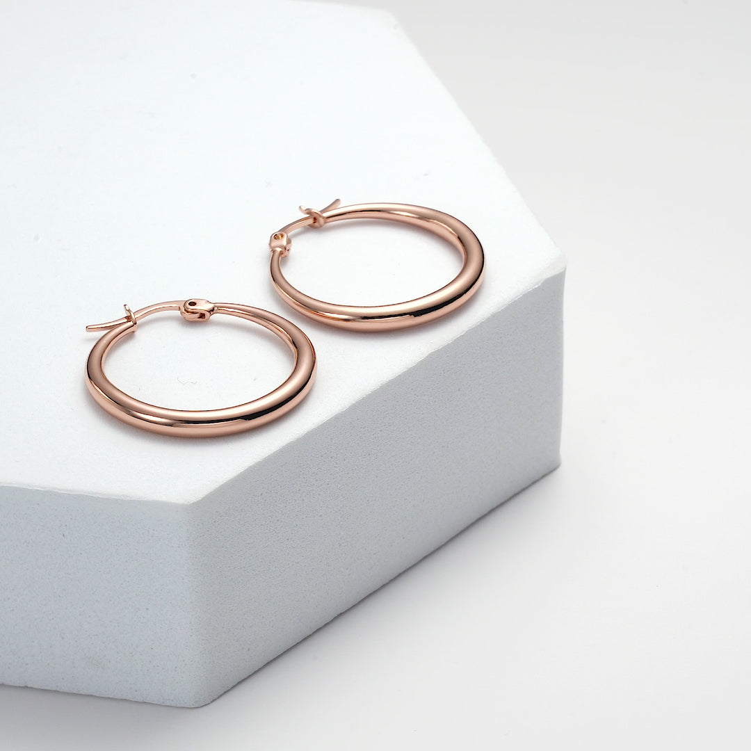 Rose Gold Plated 25mm Hoop Earrings Video