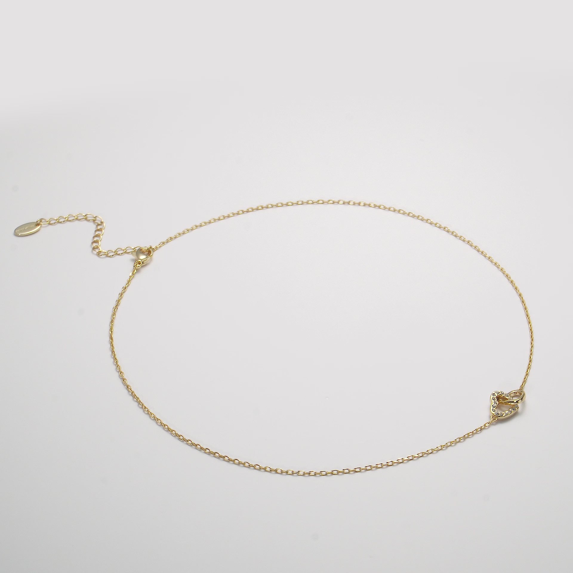 Gold Plated Heart Link Necklace Created with Zircondia® Crystals Video