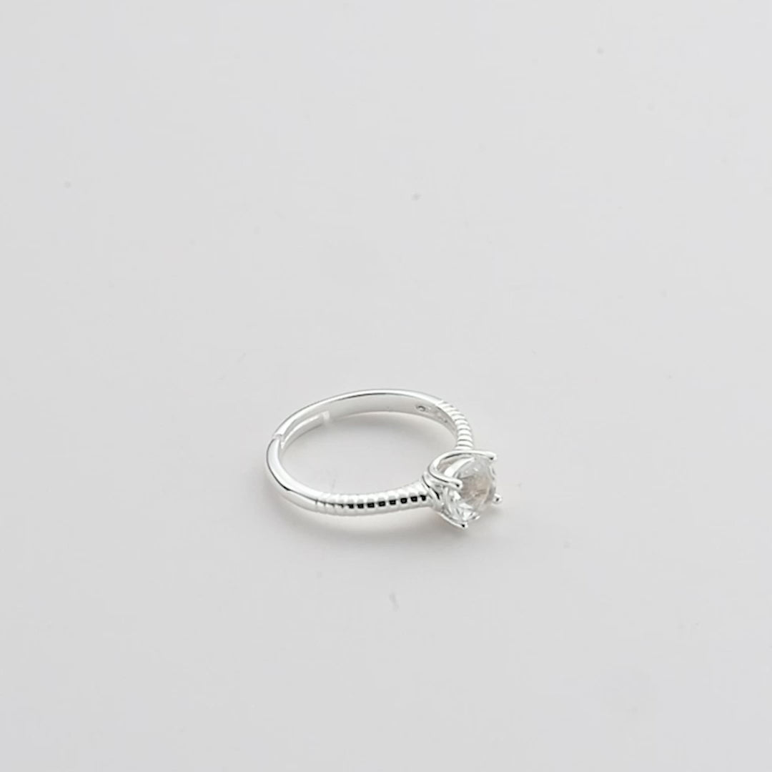 April (Diamond) Adjustable Birthstone Ring Created with Zircondia® Crystals Video