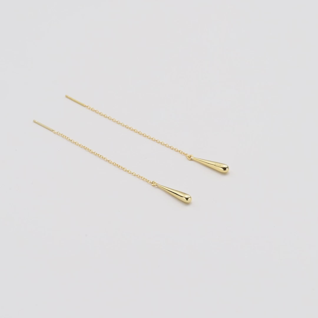 Gold Plated Sterling Silver Teardrop Thread Earrings Video