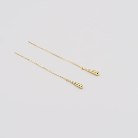 Gold Plated Sterling Silver Teardrop Thread Earrings Video