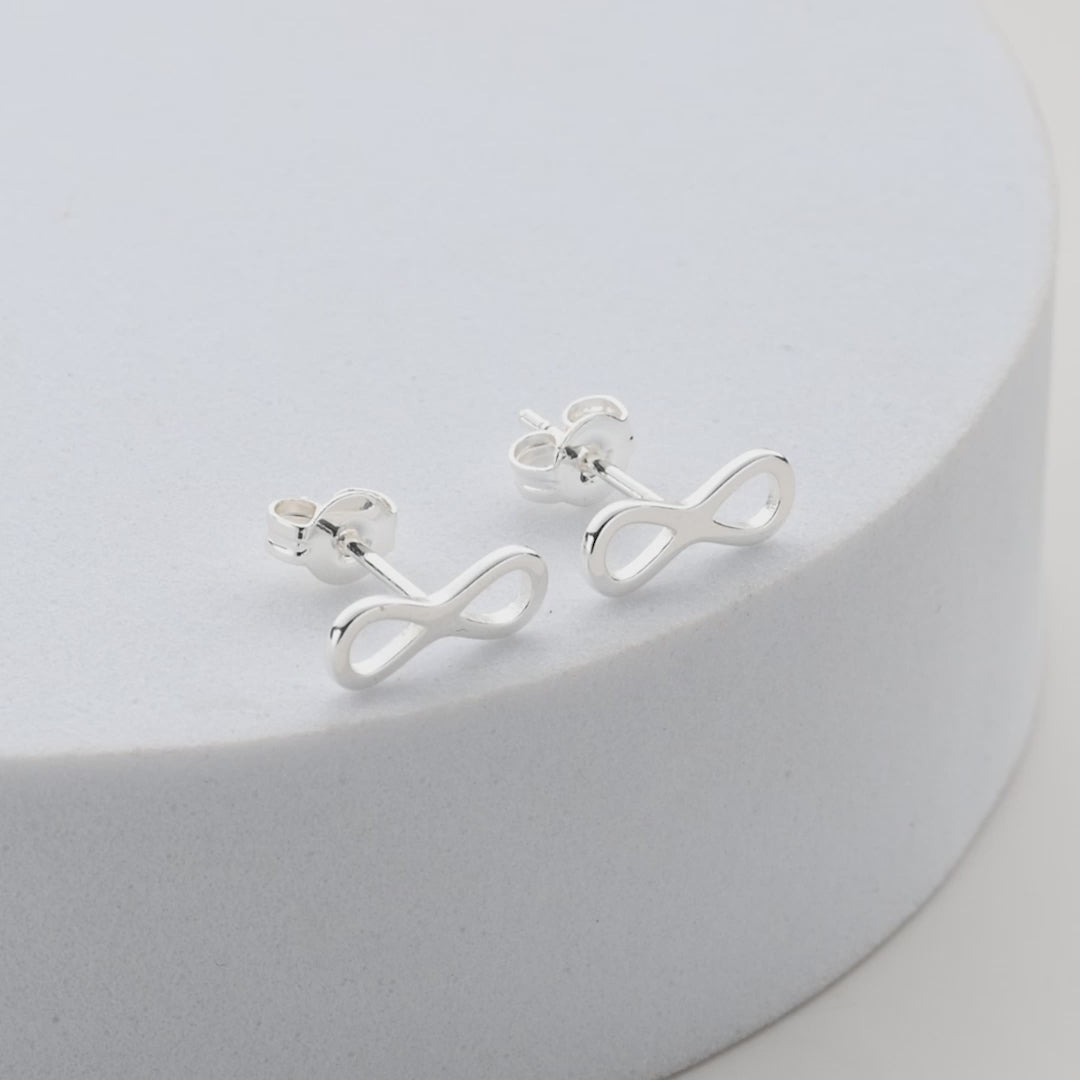 Silver Plated Infinity Stud Earrings Video