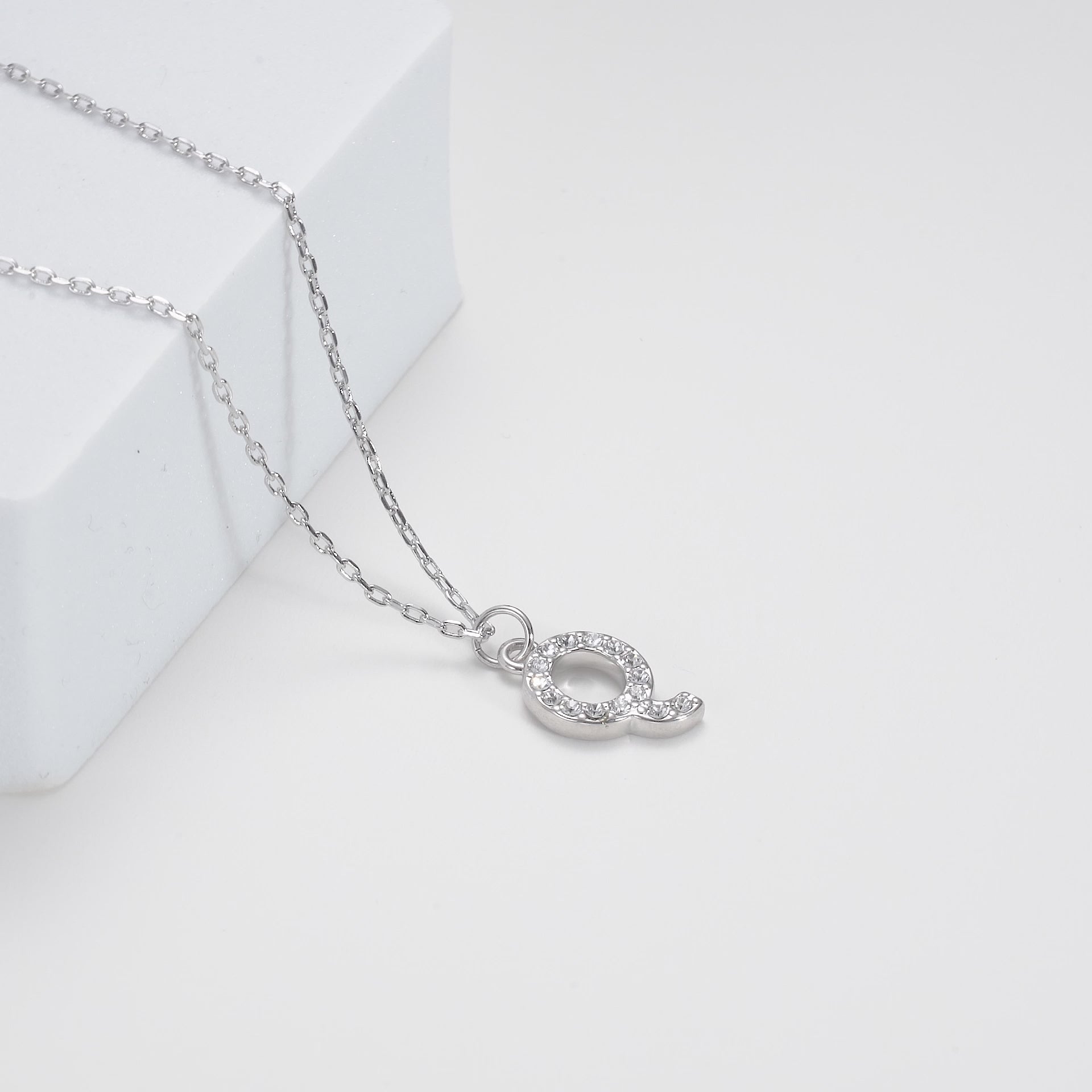 Pave Initial Necklace Letter Q Created with Zircondia® Crystals