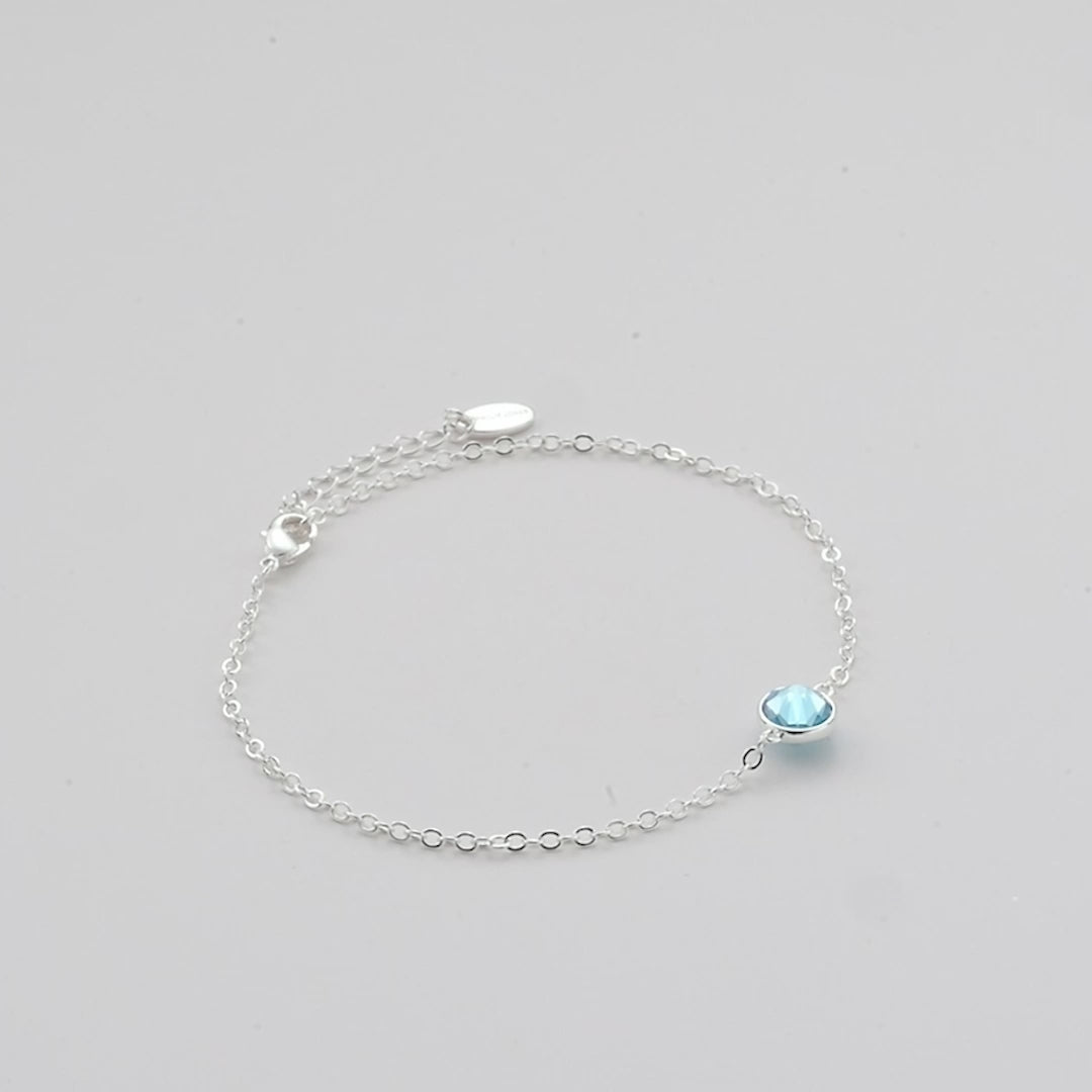 March (Aquamarine) Birthstone Anklet Created with Zircondia® Crystals Video