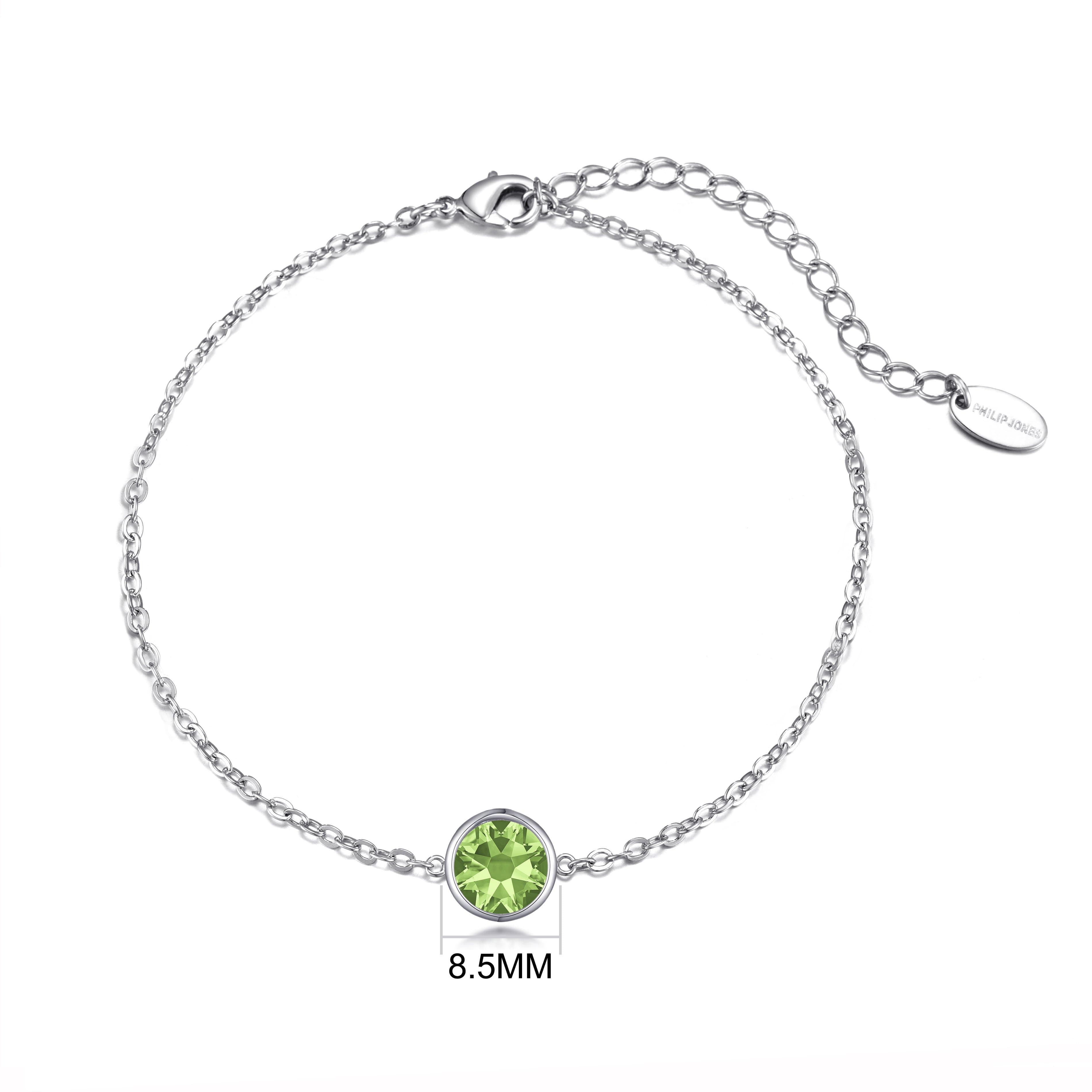 Light Green Crystal Anklet Created with Zircondia® Crystals
