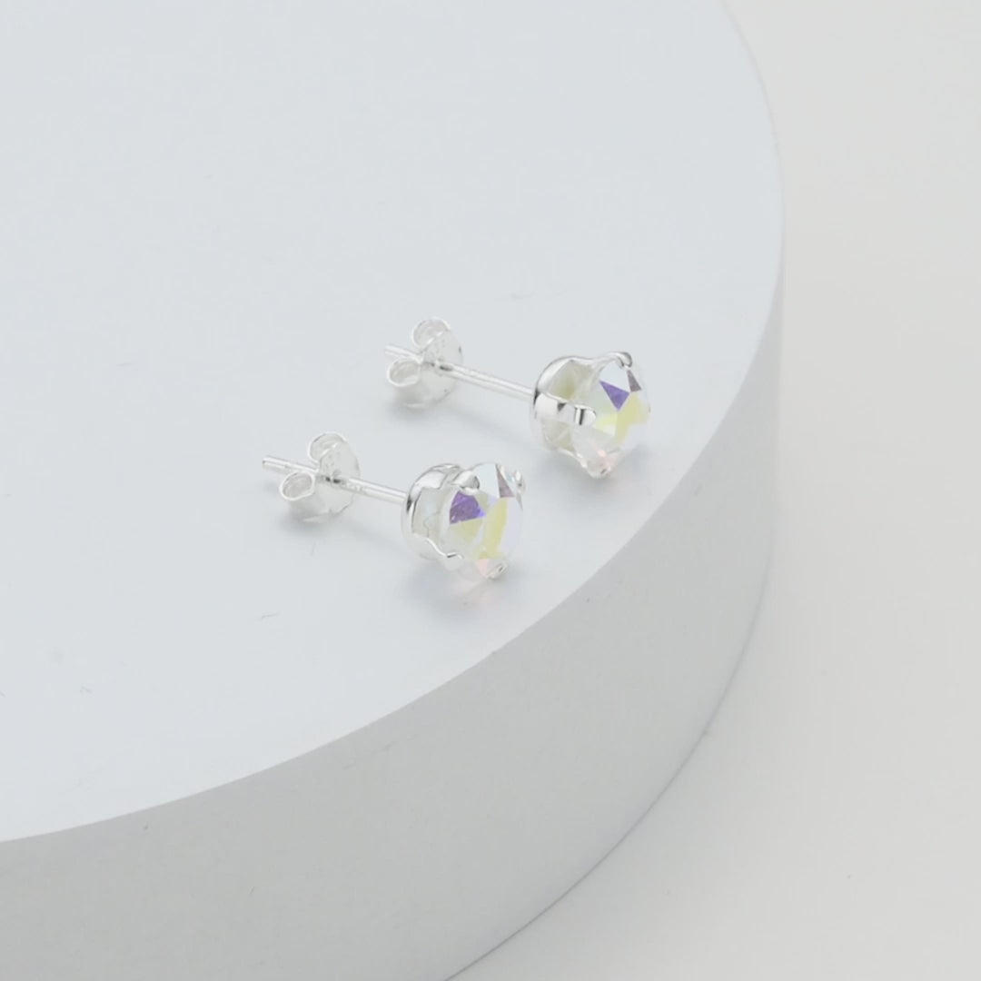 Sterling Silver Aurora Borealis Earrings Created with Zircondia® Crystals Video