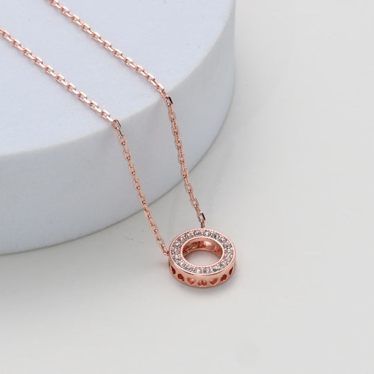 Rose Gold Plated Circle of Life Necklace Created with Zircondia® Crystals Video