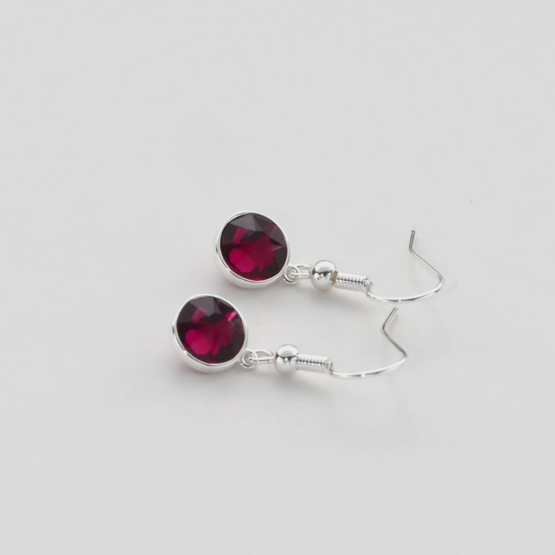 July Birthstone Drop Earrings Created with Ruby Zircondia® Crystals