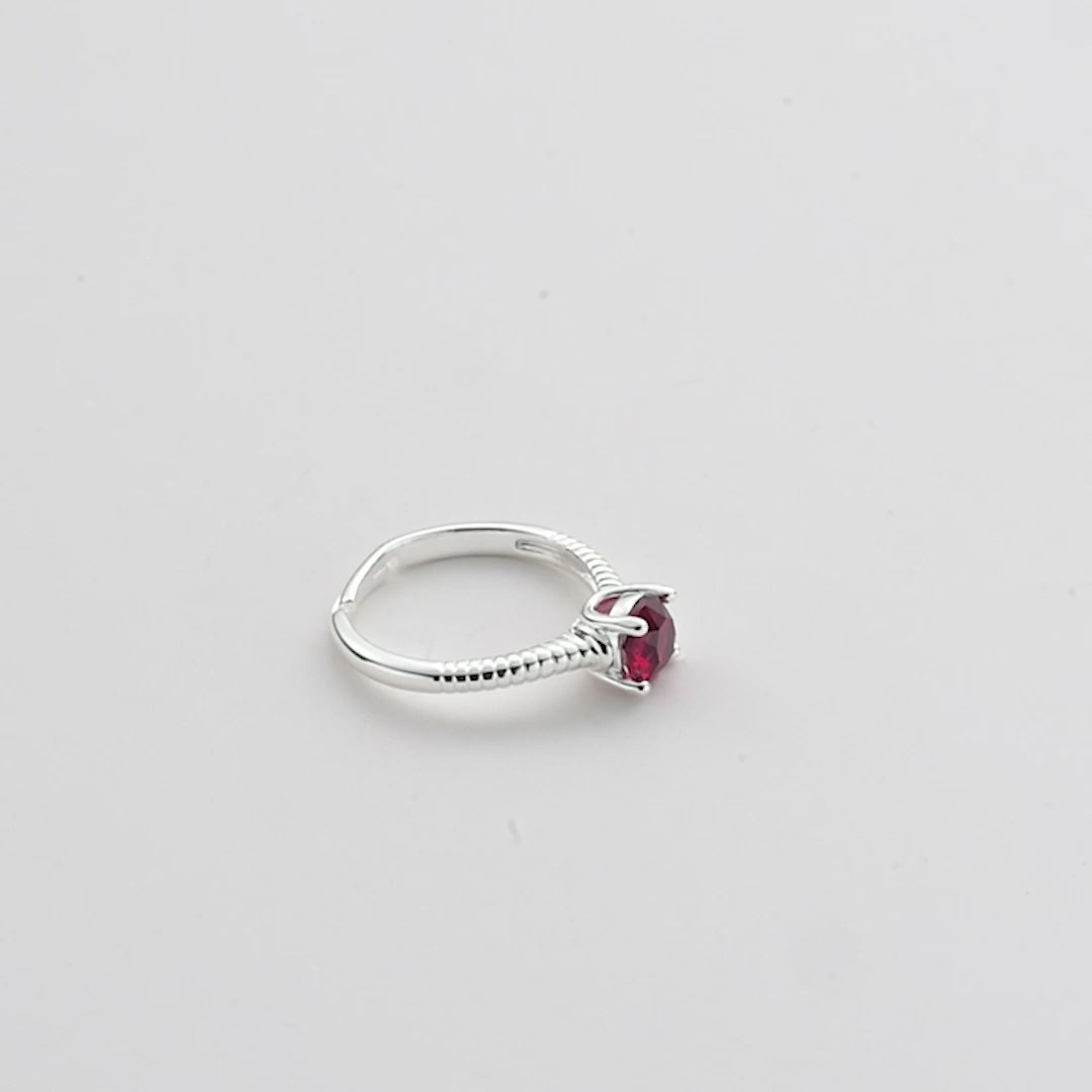 July (Ruby) Adjustable Birthstone Ring Created with Zircondia® Crystals Video