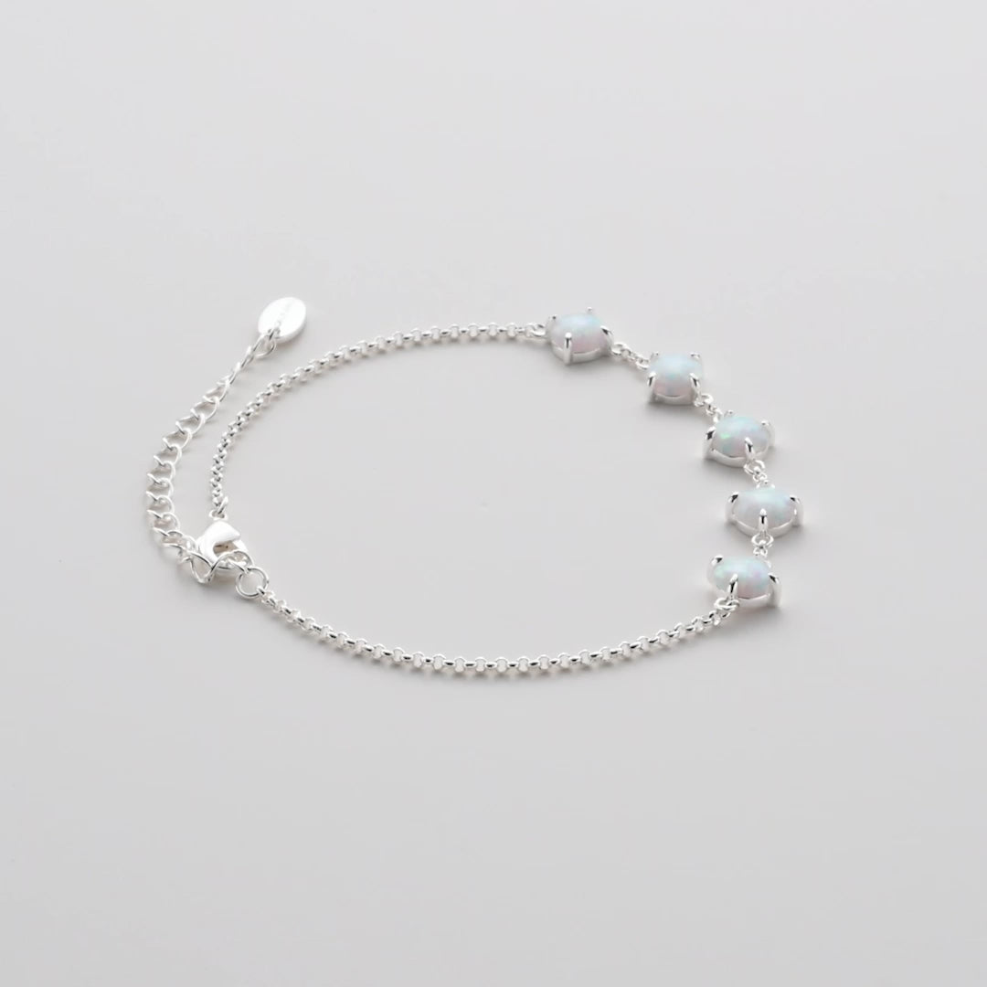 Synthetic White Opal Gemstone Bracelet Video