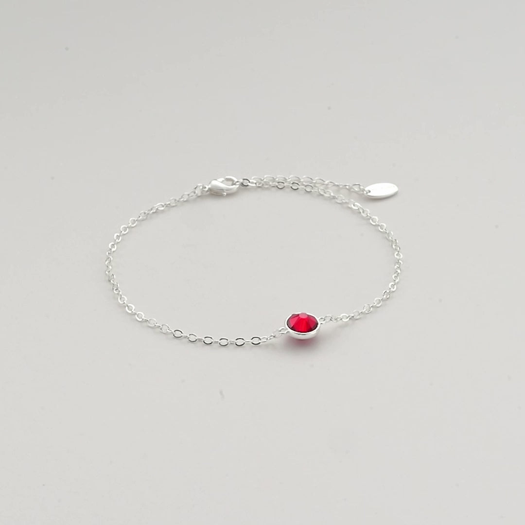 January (Garnet) Birthstone Anklet Created with Zircondia® Crystals