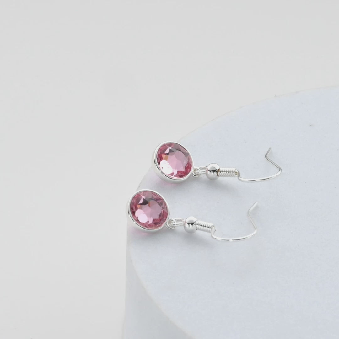 Pink Crystal Drop Earrings Created with Zircondia® Crystals Video