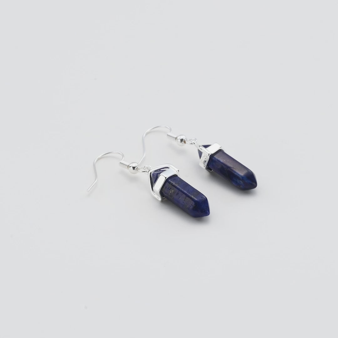 Lapis Gemstone Drop Earrings with Quote Card Video