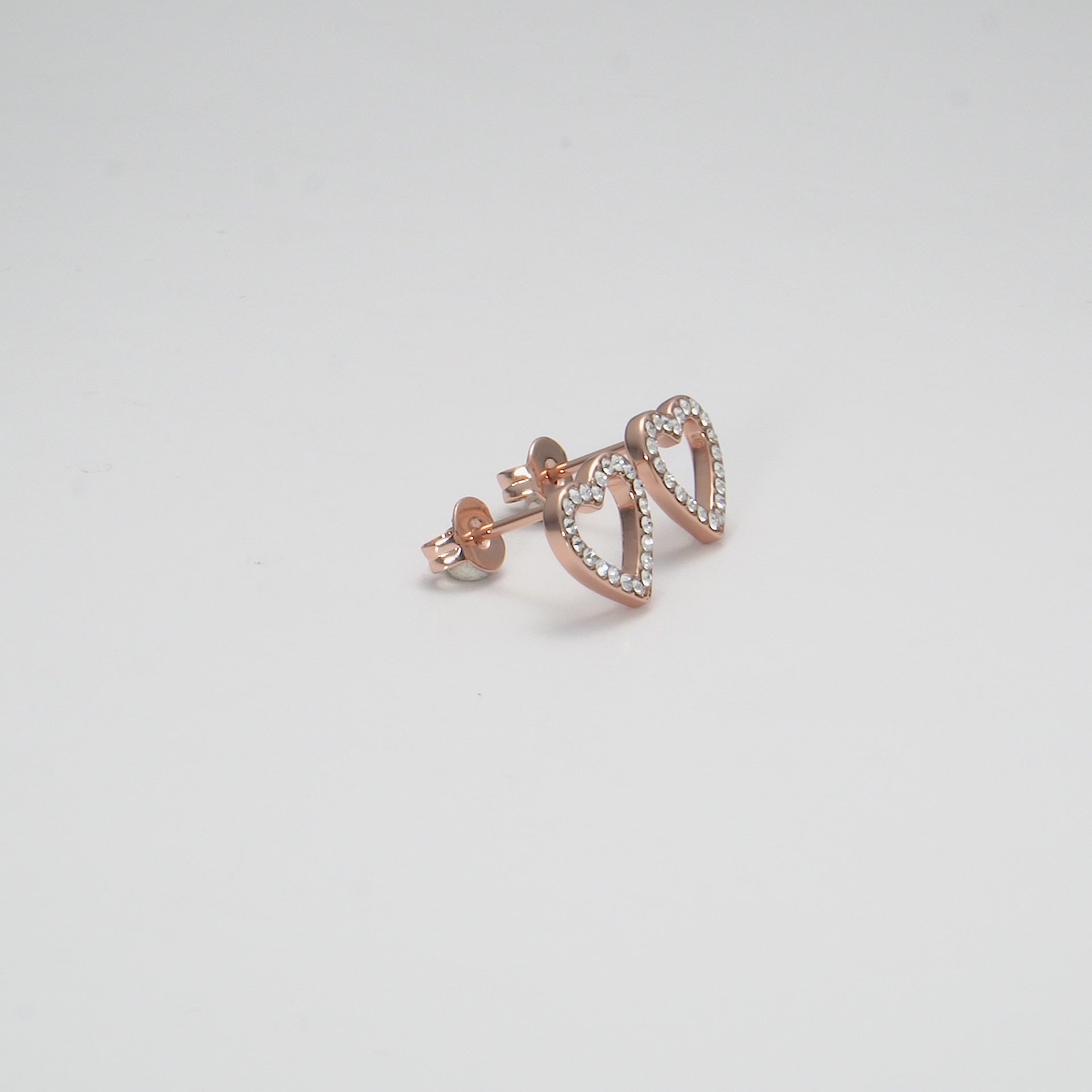 Rose Gold Plated Open Heart Earrings Created with Zircondia® Crystals Video
