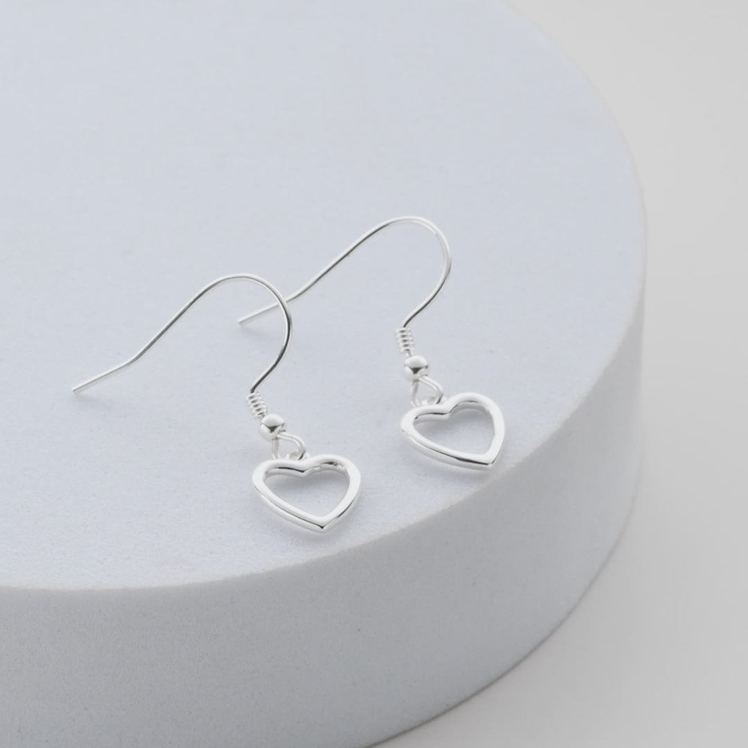 Sterling Silver Heart Drop Earrings Video