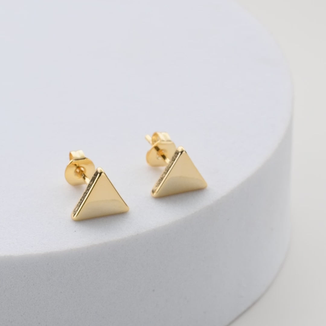 Gold Plated Triangle Stud Earrings Video