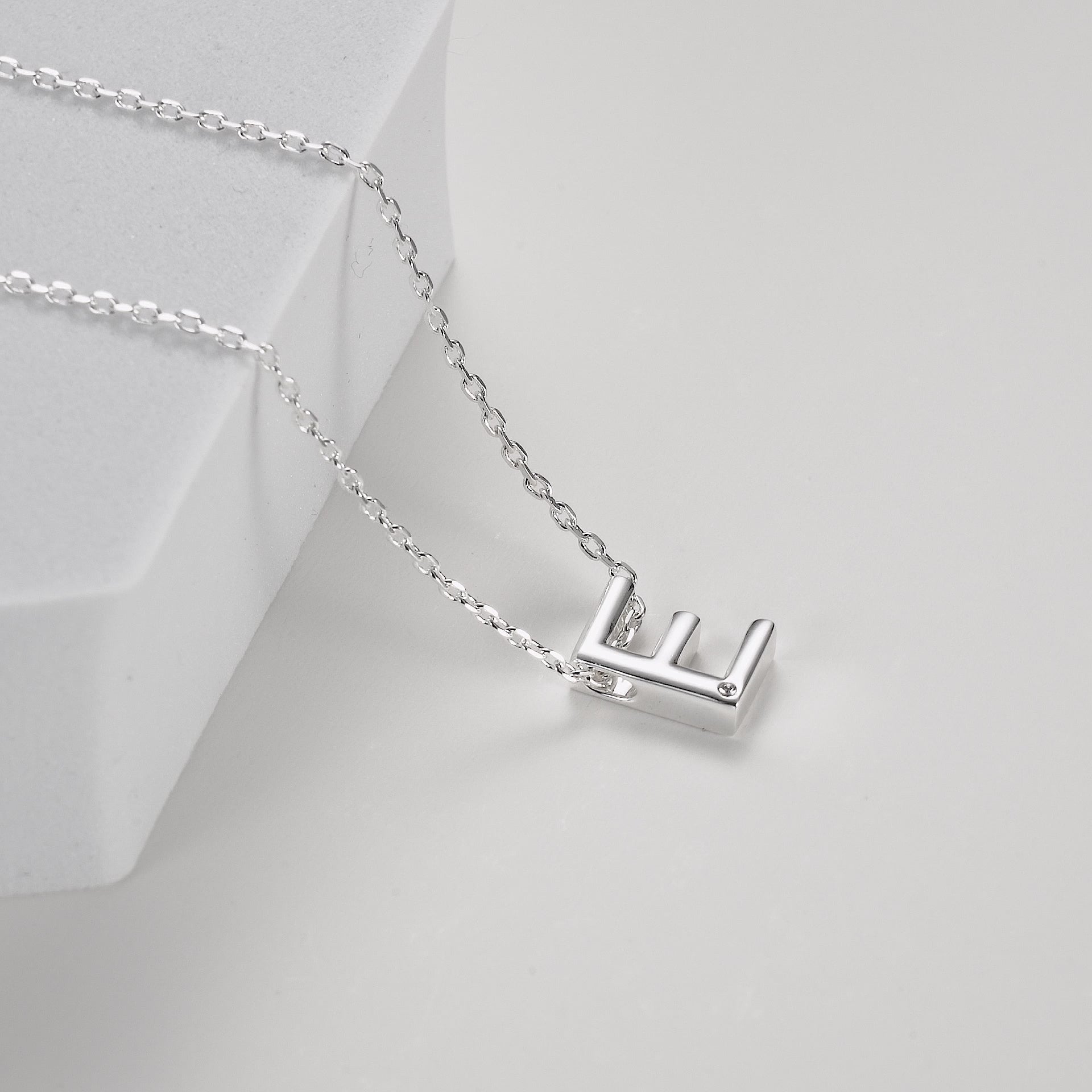Initial Necklace Letter E Created with Zircondia® Crystals Video