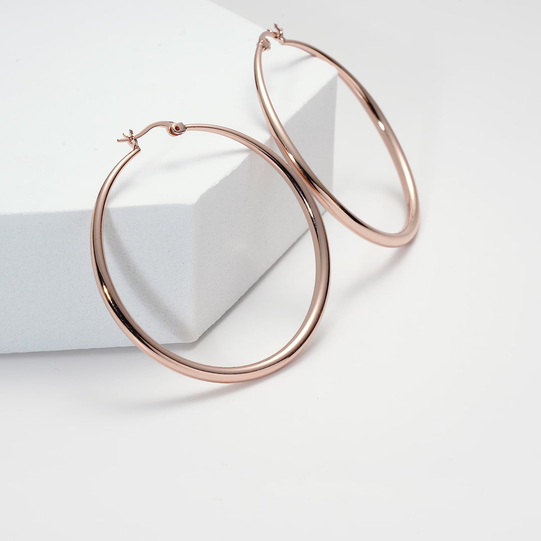 Rose Gold Plated 50mm Hoop Earrings Video