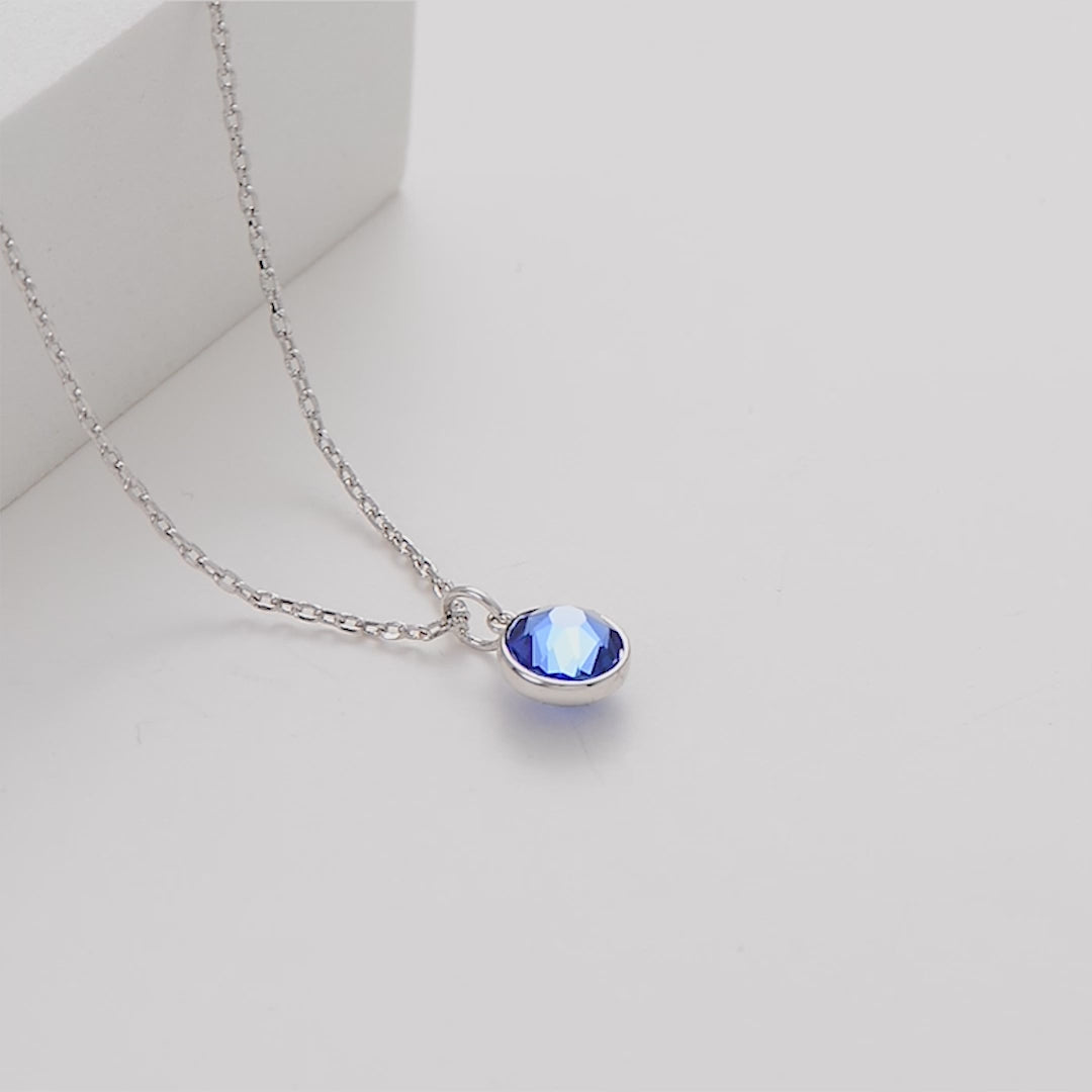 September (Sapphire) Birthstone Necklace Created with Zircondia® Crystals Video