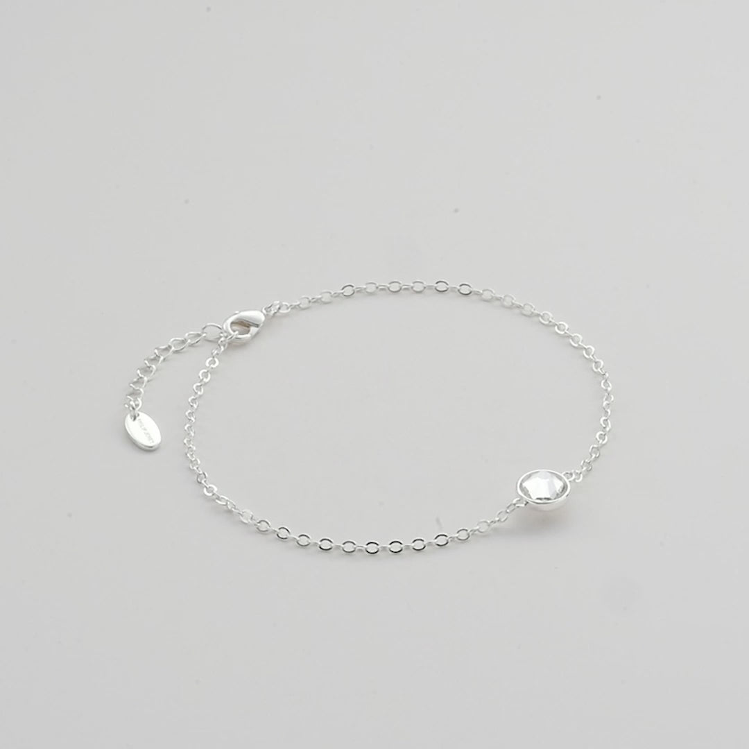 April (Diamond) Birthstone Anklet Created with Zircondia® Crystals Video