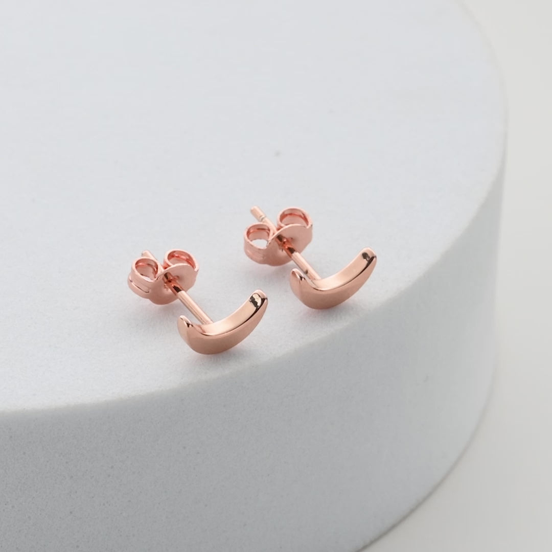 Rose Gold Plated Moon Stud Earrings Video