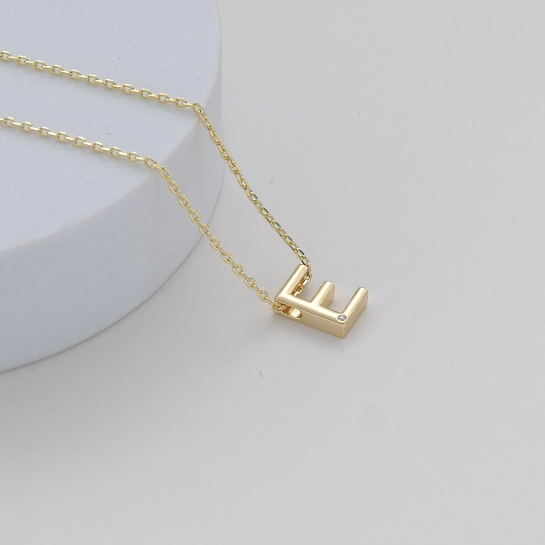 Gold Plated Initial Necklace Letter E Created with Zircondia® Crystals Video