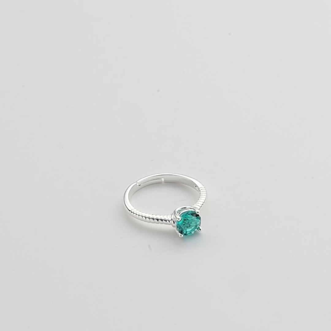 December (Blue Topaz) Adjustable Birthstone Ring Created with Zircondia® Crystals Video
