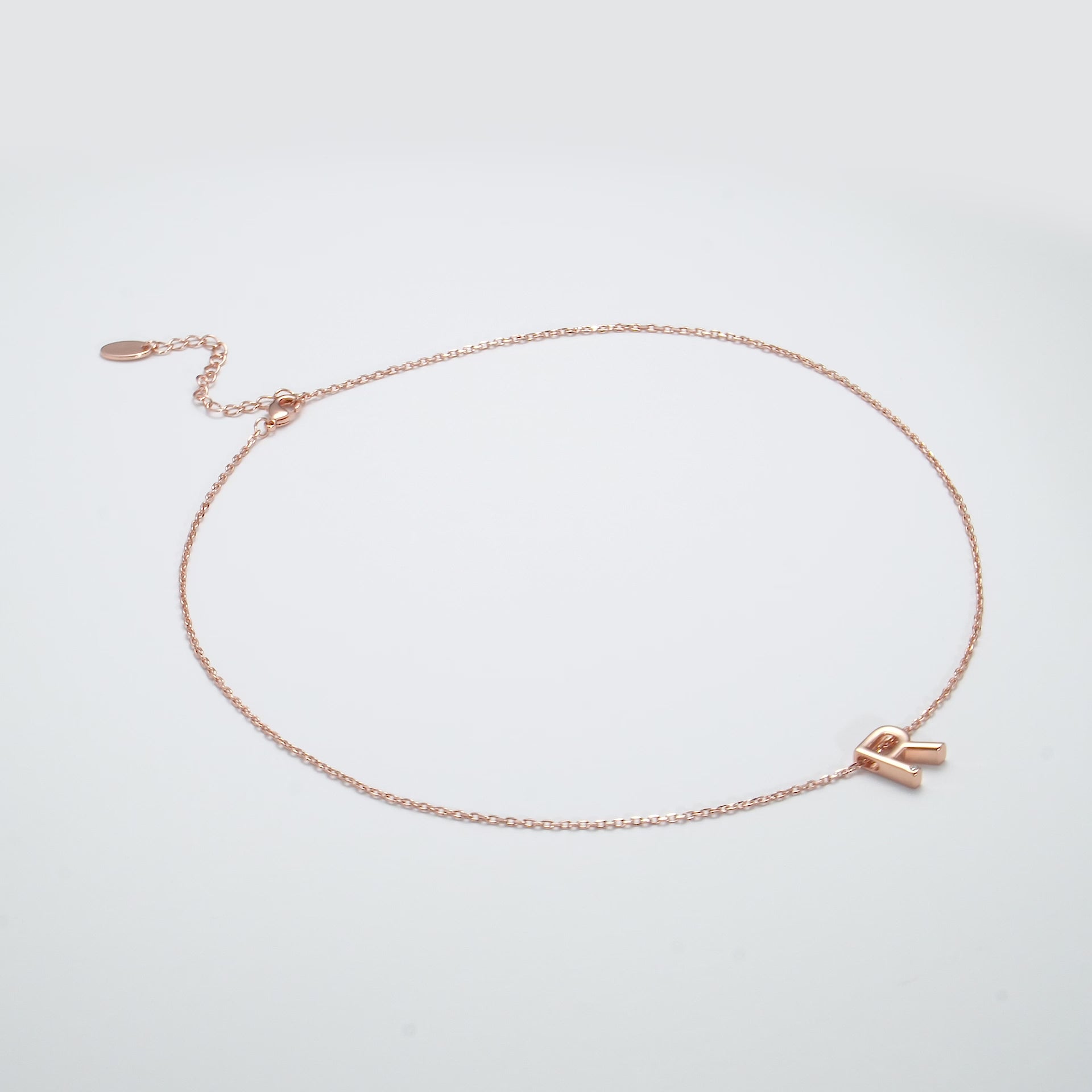 Rose Gold Plated Initial Necklace Letter R Created with Zircondia® Crystals