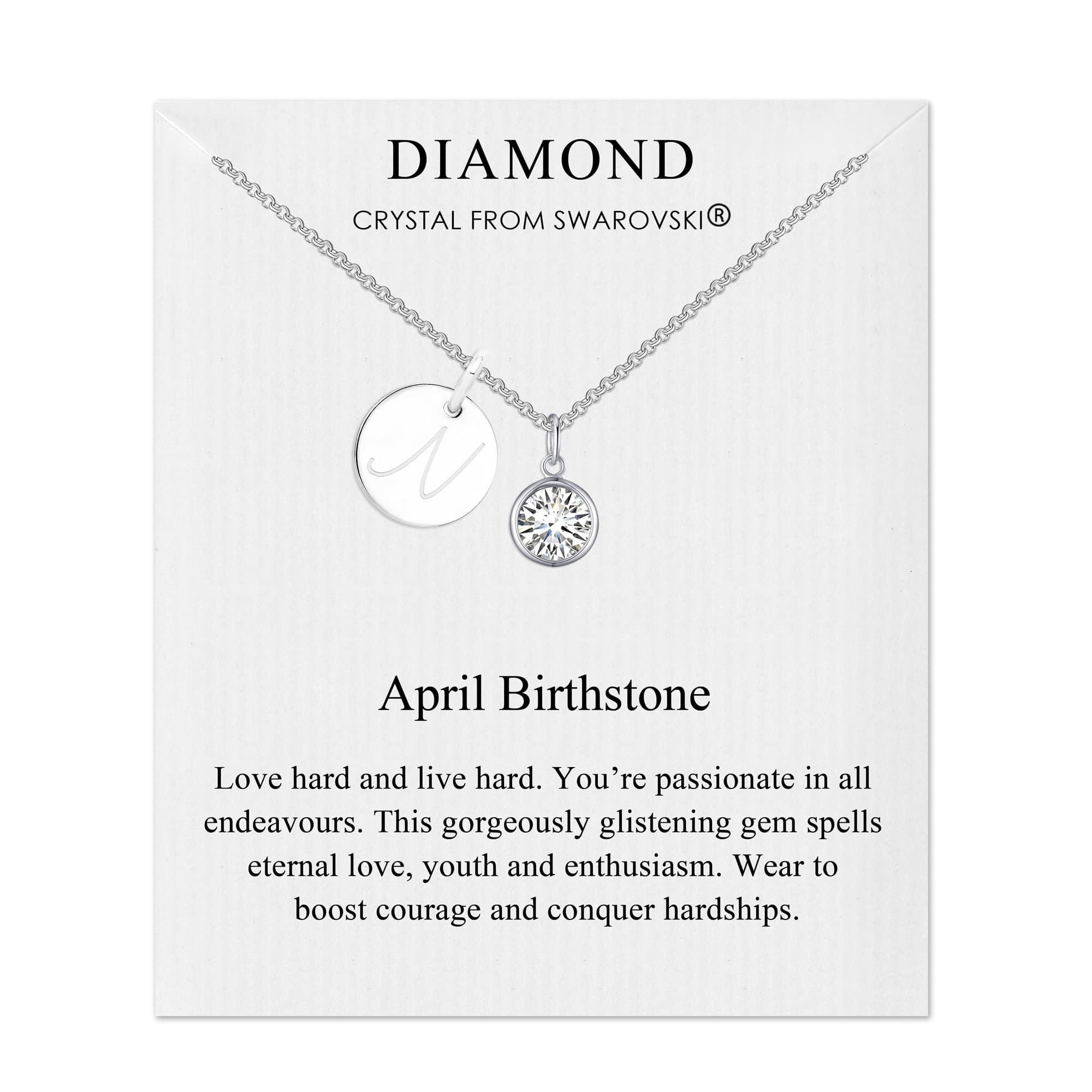 April Initial Birthstone Necklace Created with Zircondia® Crystals