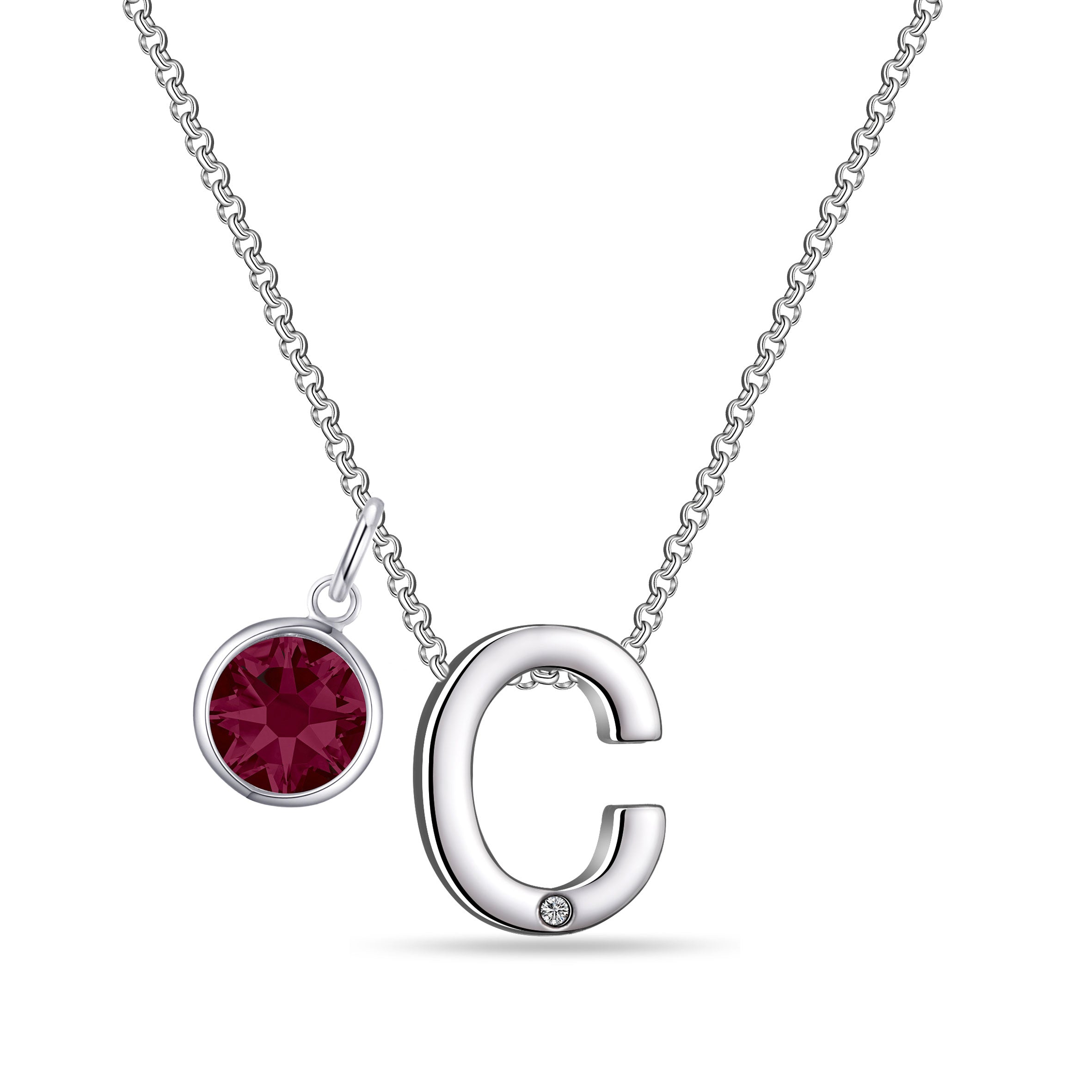 Birthstone Initial Necklace Letter C Created with Zircondia® Crystals